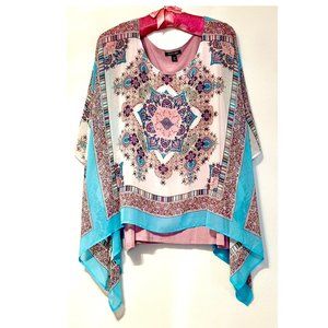 Flowy Blouse Kaleidoscope Handkerchief Mandala print ~ ready for vacation!
